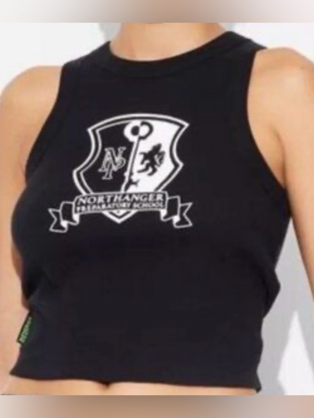 Black Graphic Muscle Tank Crop Top size XS